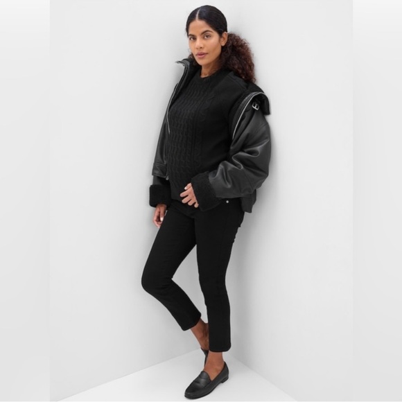 GAP Maternity Cable Knit Sweater & NWT tee Black Size Small EUC 100% cotton - Picture 6 of 16